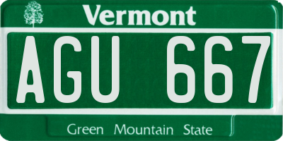 VT license plate AGU667