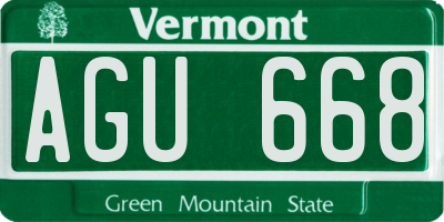 VT license plate AGU668