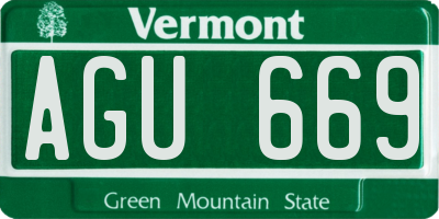 VT license plate AGU669
