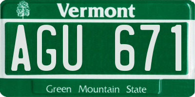 VT license plate AGU671