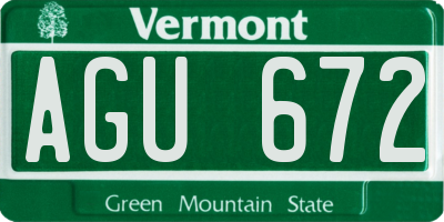 VT license plate AGU672