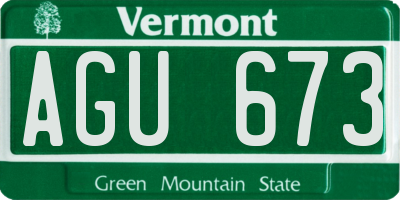 VT license plate AGU673