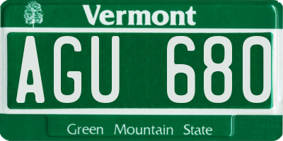 VT license plate AGU680