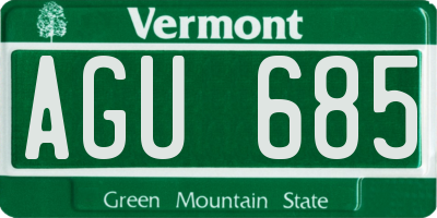 VT license plate AGU685