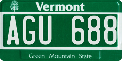 VT license plate AGU688