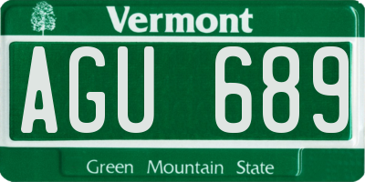 VT license plate AGU689