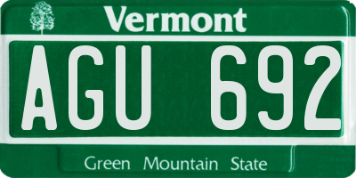 VT license plate AGU692