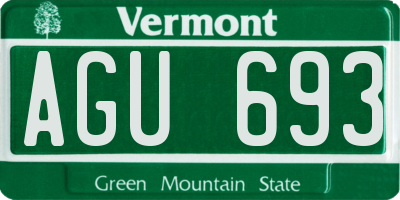 VT license plate AGU693
