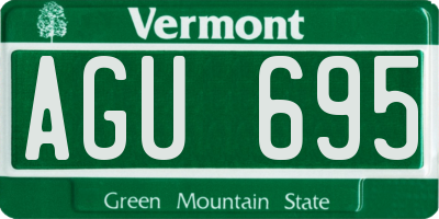 VT license plate AGU695