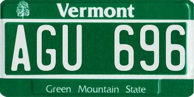VT license plate AGU696