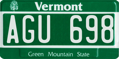 VT license plate AGU698