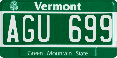VT license plate AGU699