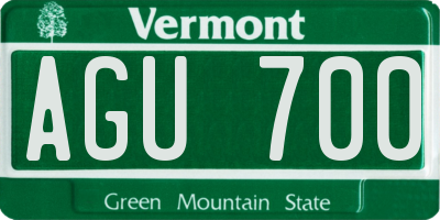 VT license plate AGU700