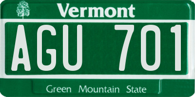 VT license plate AGU701