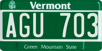 VT license plate AGU703