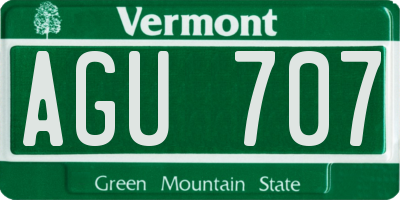 VT license plate AGU707
