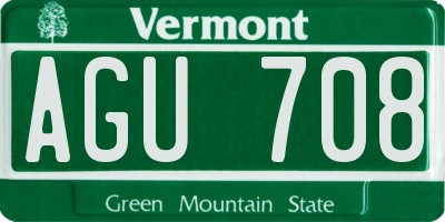 VT license plate AGU708