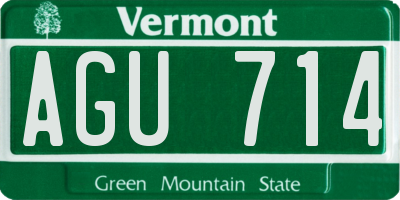 VT license plate AGU714