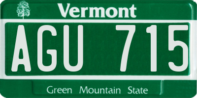VT license plate AGU715