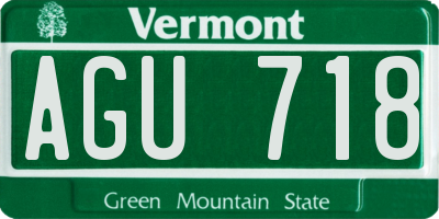 VT license plate AGU718