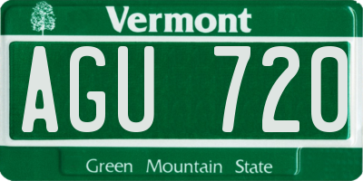 VT license plate AGU720
