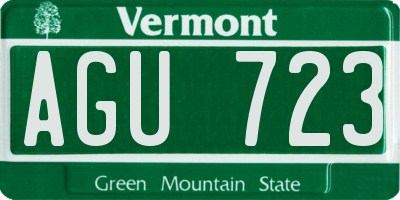 VT license plate AGU723