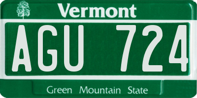 VT license plate AGU724
