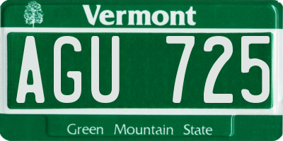 VT license plate AGU725
