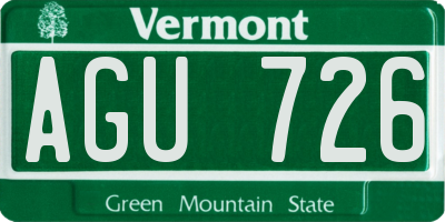 VT license plate AGU726