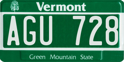 VT license plate AGU728