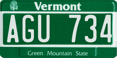 VT license plate AGU734