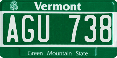 VT license plate AGU738
