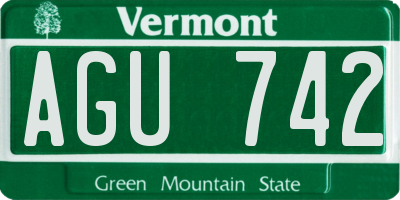 VT license plate AGU742