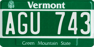 VT license plate AGU743