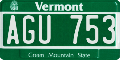 VT license plate AGU753