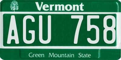 VT license plate AGU758