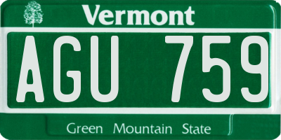 VT license plate AGU759