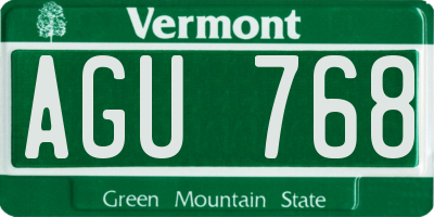 VT license plate AGU768