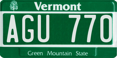 VT license plate AGU770