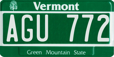 VT license plate AGU772