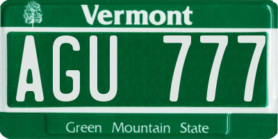 VT license plate AGU777