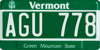 VT license plate AGU778