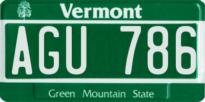 VT license plate AGU786