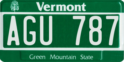 VT license plate AGU787