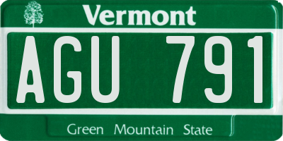 VT license plate AGU791