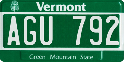 VT license plate AGU792