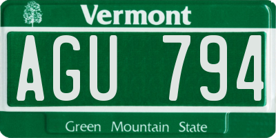 VT license plate AGU794
