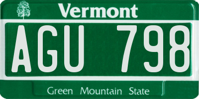VT license plate AGU798