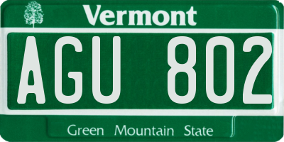 VT license plate AGU802