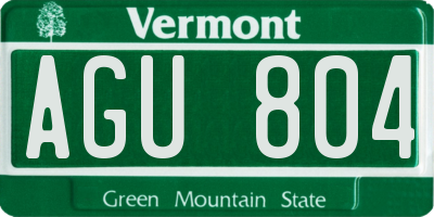 VT license plate AGU804